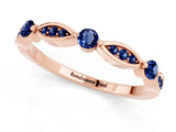 Rose gold Marquise and Round Blue Sapphire Milgrain Band with Bezel Setting_7