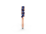 Rose gold Marquise and Round Blue Sapphire Vine Eternity Band with Prong Setting_8