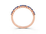 Rose gold Marquise and Round Blue Sapphire Vine Eternity Band with Prong Setting_9