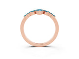 Rose gold Marquise and Round Blue Topaz Chevron Band with Prong Setting_9