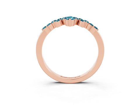 Rose gold Marquise and Round Blue Topaz Chevron Band with Prong Setting_9