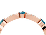 Rose gold Marquise and Round Blue Topaz Milgrain Band with Bezel Setting_10