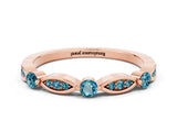 Rose gold Marquise and Round Blue Topaz Milgrain Band with Bezel Setting_6
