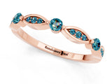 Rose gold Marquise and Round Blue Topaz Milgrain Band with Bezel Setting_7