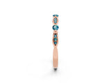 Rose gold Marquise and Round Blue Topaz Milgrain Band with Bezel Setting_8
