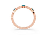 Rose gold Marquise and Round Blue Topaz Milgrain Band with Bezel Setting_9