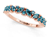 Rose gold Marquise and Round Blue Topaz Vine Eternity Band with Prong Setting_7