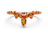 Rose gold Marquise and Round Citrine Chevron Band with Prong Setting_6