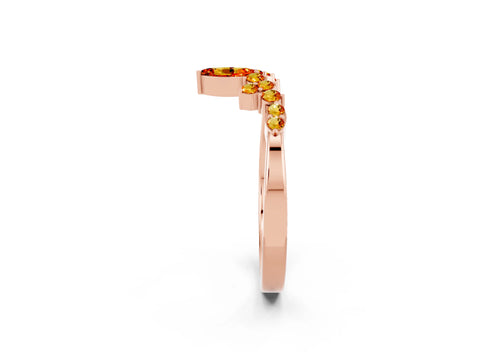 Rose gold Marquise and Round Citrine Chevron Band with Prong Setting_8