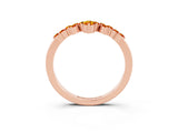 Rose gold Marquise and Round Citrine Chevron Band with Prong Setting_9