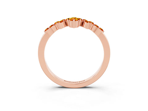 Rose gold Marquise and Round Citrine Chevron Band with Prong Setting_9