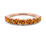 Rose gold Marquise and Round Citrine Vine Eternity Band with Prong Setting_6