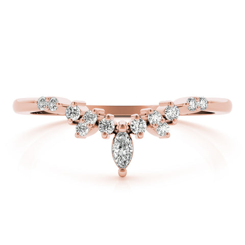 Rose gold Marquise and Round Diamond Chevron Band with Prong Setting 1