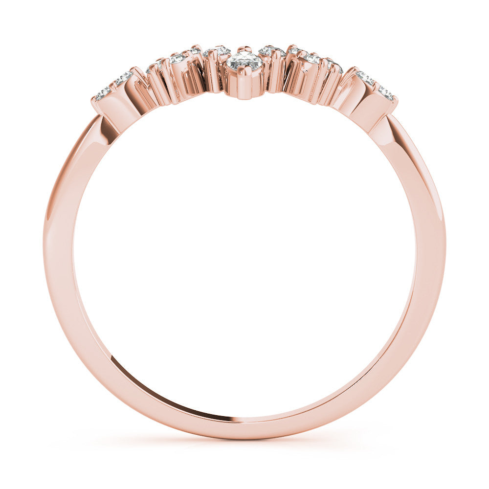Rose gold Marquise and Round Diamond Chevron Band with Prong Setting 2
