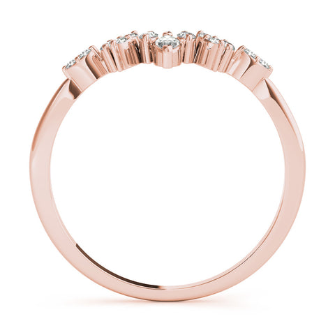 Rose gold Marquise and Round Diamond Chevron Band with Prong Setting 2