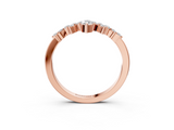 Rose gold Marquise and Round Diamond Chevron Band with Prong Setting_93