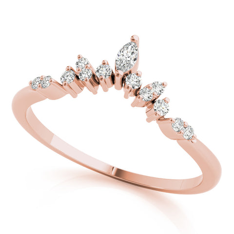 Rose gold Marquise and Round Diamond Chevron Band with Prong Setting