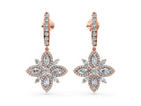 Rose gold Marquise and Round Diamond Floral Huggie Drop Earrings_4