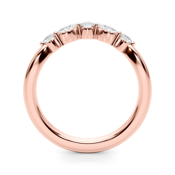 Rose gold Marquise and Round Diamond Half Eternity Band with Prong Setting