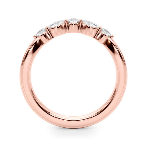 Rose gold Marquise and Round Diamond Half Eternity Band with Prong Setting 1