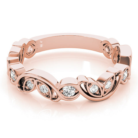Rose gold Marquise and Round Diamond Infinity Eternity Band with Bezel Setting 1