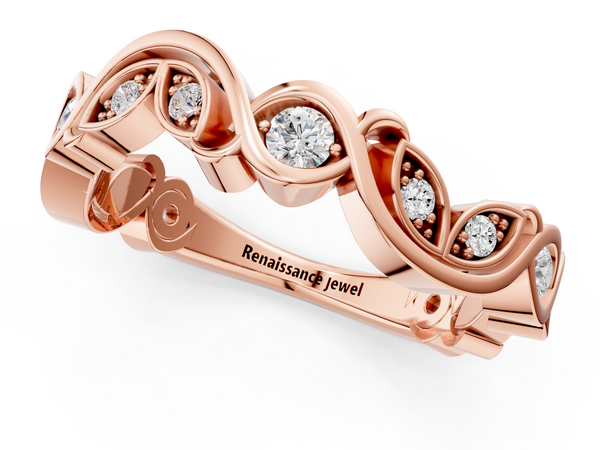 Rose gold Marquise and Round Diamond Infinity Eternity Band with Bezel Setting