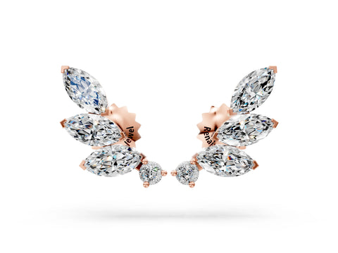 Rose gold Marquise and Round Diamond Ivy Climber Earrings