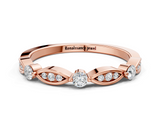 Rose gold Marquise and Round Diamond Milgrain Band with Bezel Setting_22