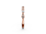 Rose gold Marquise and Round Diamond Milgrain Band with Bezel Setting_24