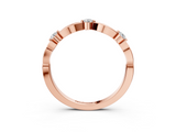 Rose gold Marquise and Round Diamond Milgrain Band with Bezel Setting_25