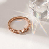 Rose gold Marquise and Round Diamond Milgrain Band with Bezel Setting_41