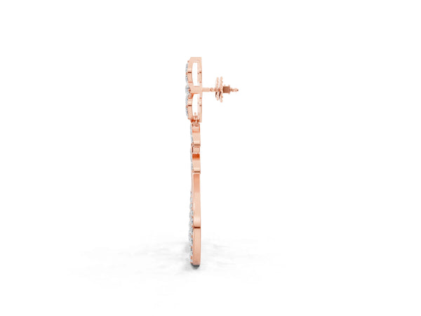 Rose gold Marquise and Round Diamond Sparkling Dewdrop Drop Earrings
