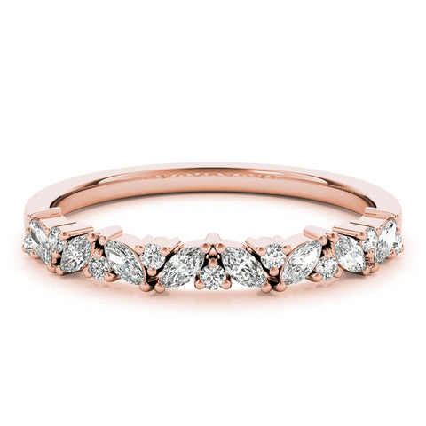 Rose gold Marquise and Round Diamond Vine Eternity Band with Prong Setting 1
