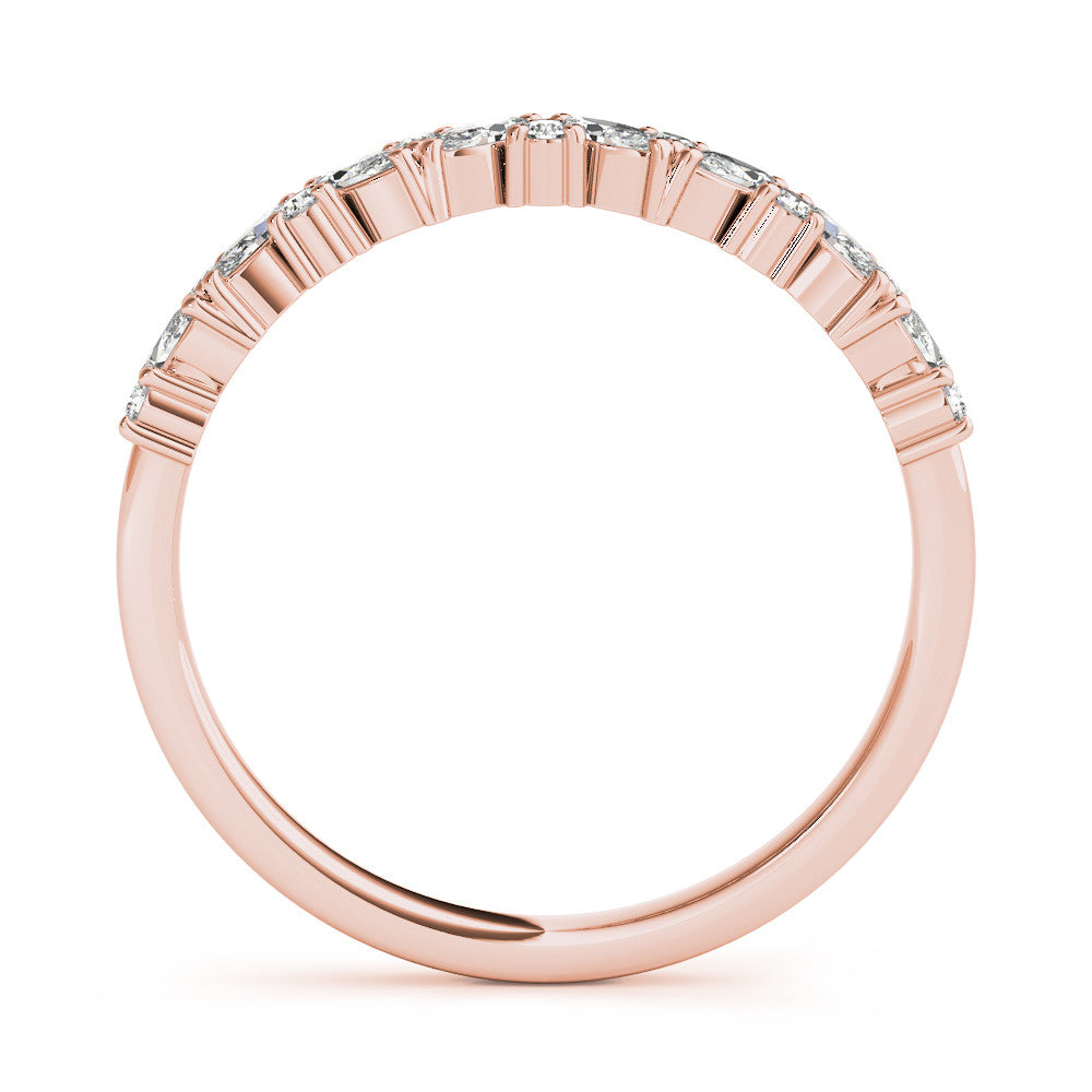 Rose gold Marquise and Round Diamond Vine Eternity Band with Prong Setting 2