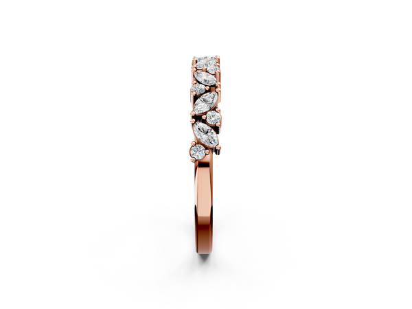 Rose gold Marquise and Round Diamond Vine Eternity Band with Prong Setting