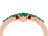 Rose gold Marquise and Round Emerald Chevron Band with Prong Setting_10