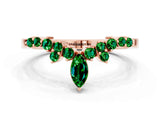 Rose gold Marquise and Round Emerald Chevron Band with Prong Setting_6