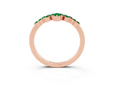 Rose gold Marquise and Round Emerald Chevron Band with Prong Setting_9