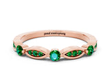 Rose gold Marquise and Round Emerald Milgrain Band with Bezel Setting_6