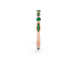 Rose gold Marquise and Round Emerald Milgrain Band with Bezel Setting_8