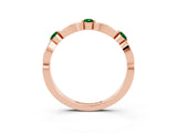 Rose gold Marquise and Round Emerald Milgrain Band with Bezel Setting_9