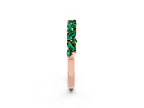 Rose gold Marquise and Round Emerald Vine Eternity Band with Prong Setting_8