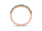 Rose gold Marquise and Round Emerald Vine Eternity Band with Prong Setting_9