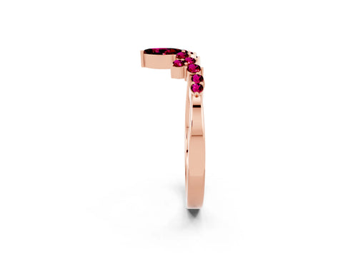 Rose gold Marquise and Round Garnet Chevron Band with Prong Setting_8