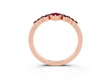 Rose gold Marquise and Round Garnet Chevron Band with Prong Setting_9