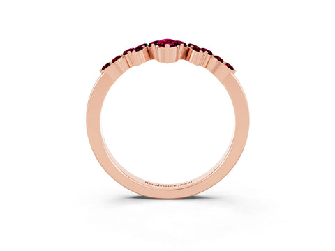 Rose gold Marquise and Round Garnet Chevron Band with Prong Setting_9