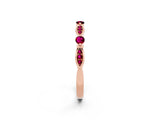 Rose gold Marquise and Round Garnet Milgrain Band with Bezel Setting_8