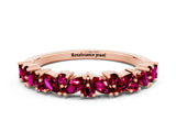 Rose gold Marquise and Round Garnet Vine Eternity Band with Prong Setting_6