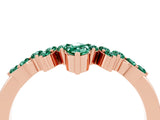 Rose gold Marquise and Round Green Sapphire Chevron Band with Prong Setting_10