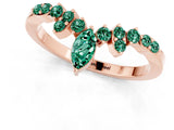 Rose gold Marquise and Round Green Sapphire Chevron Band with Prong Setting_7